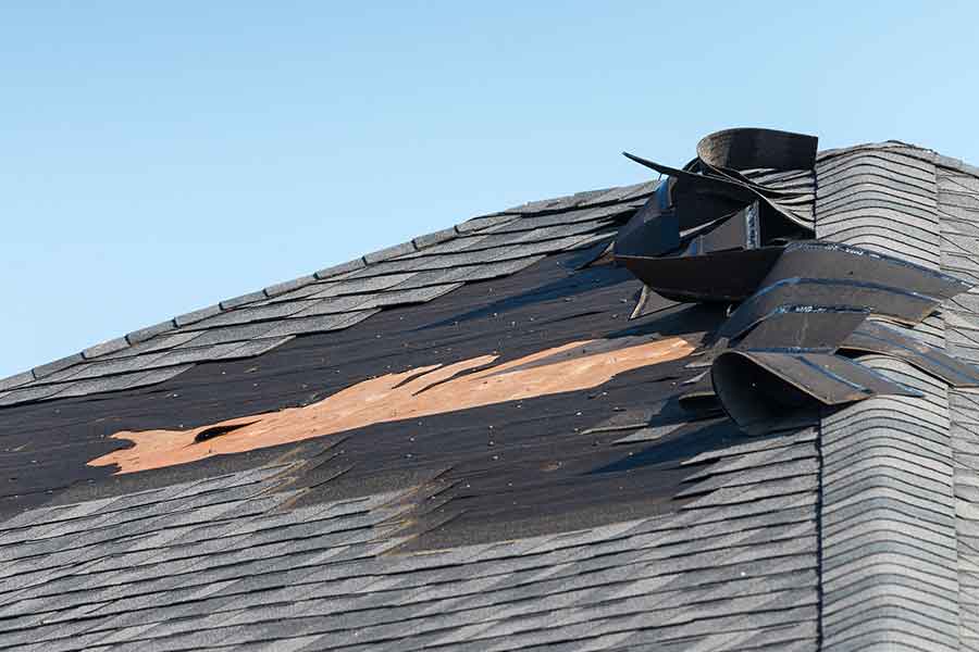 wind damage architectural shingles missing